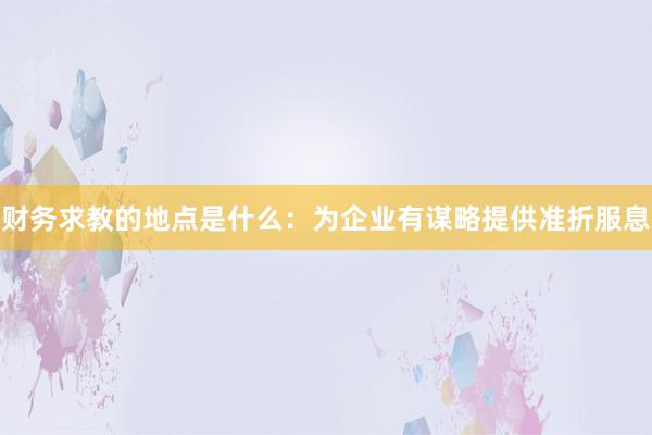 财务求教的地点是什么：为企业有谋略提供准折服息